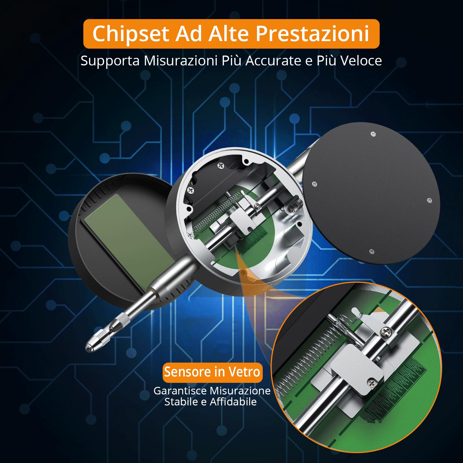 Neoteck Comparatore Centesimale Digitale 0.01mm Precisione con LCD Display Calibro Indicatore di Quadrante Professionale 0-12.7mm/0.5" Commutazione mm/inch per Meccanici Officina Laboratorio