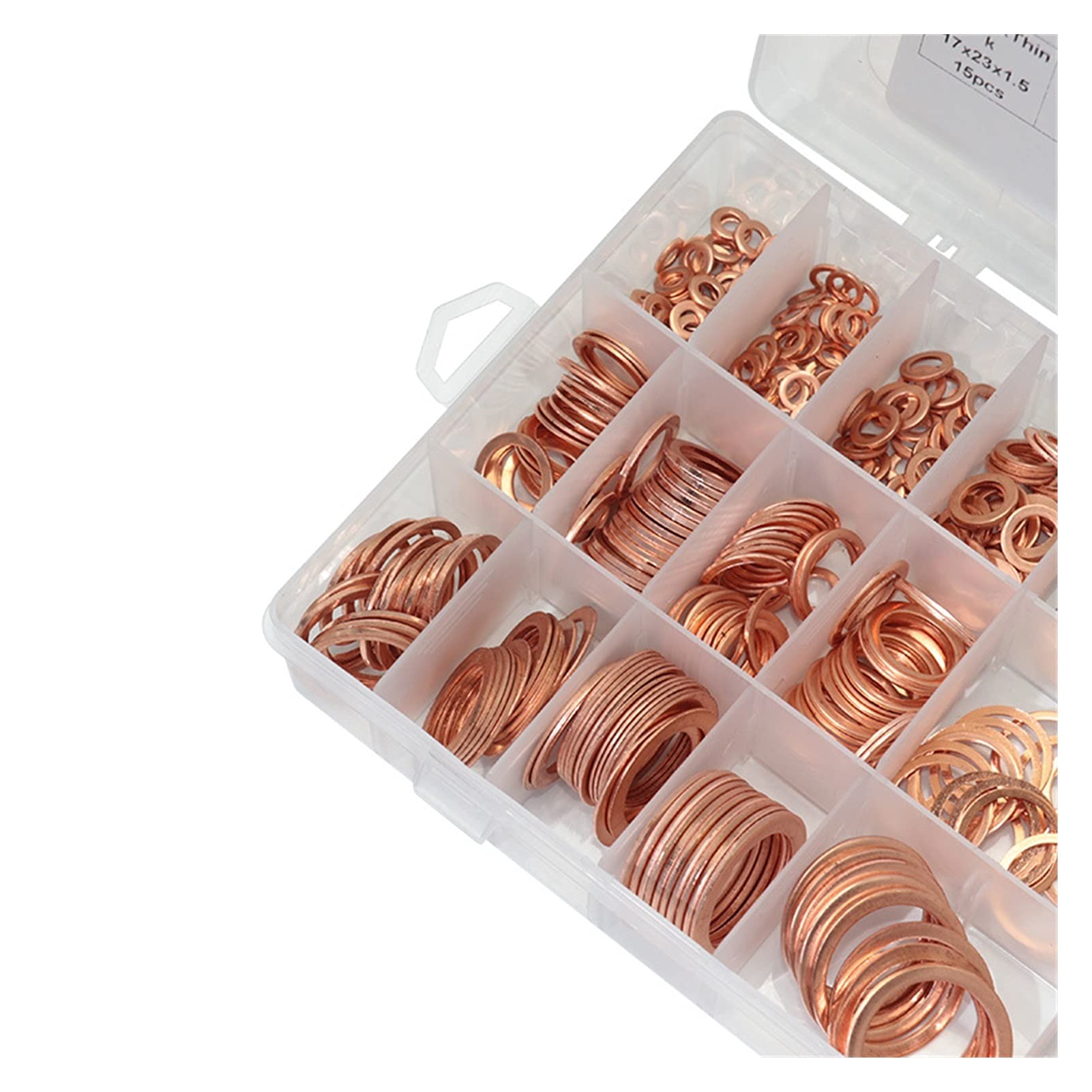 Wshao Store 395pcs M4-M26 Surtido Conjunto de Juntas de arandela de Cobre Juego de Surtido de Anillo Plano con Caja para Accesorios de Hardware