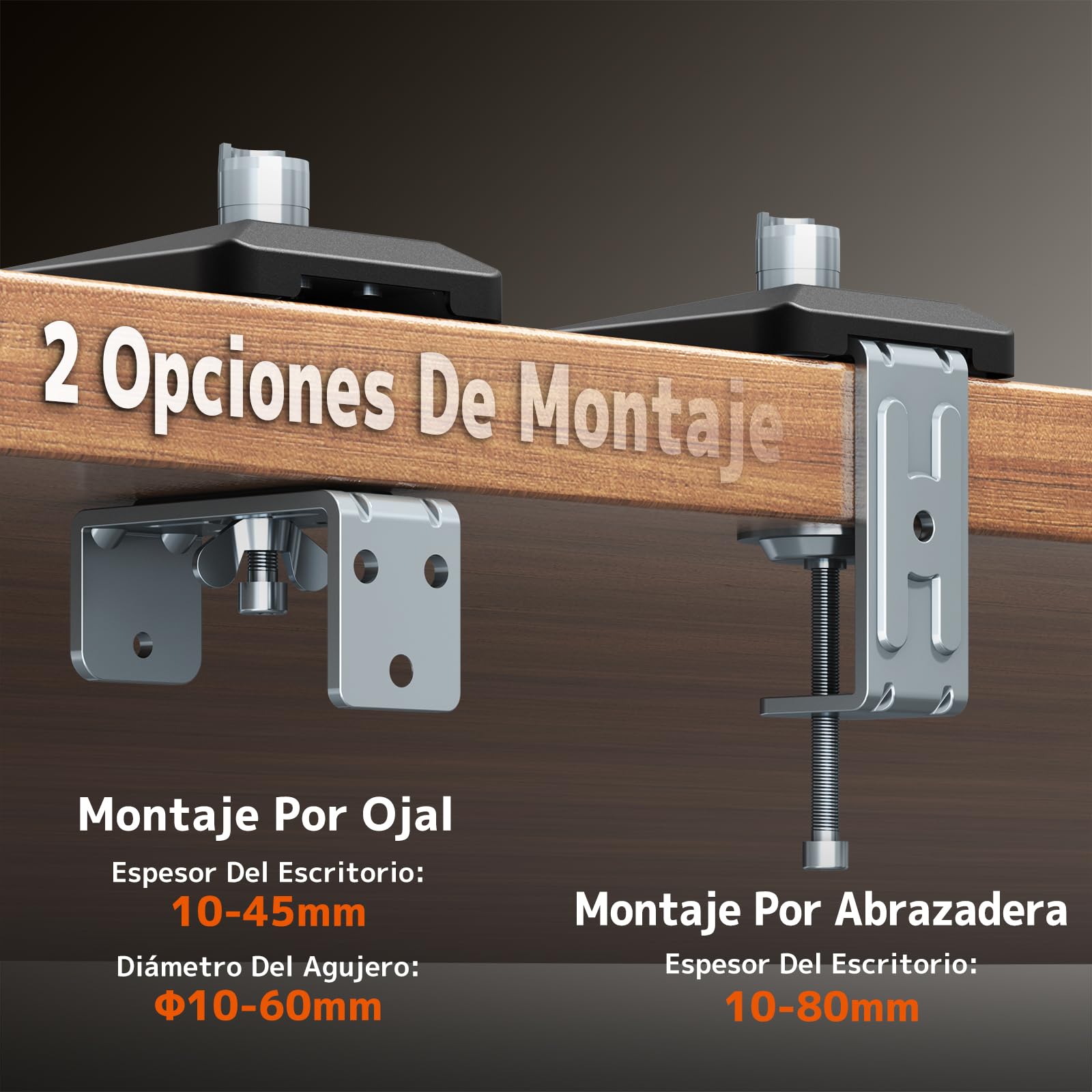 PUTORSEN Soporte de monitor para pantallas de 13 a 40 pulgadas - Brazo para monitor de mesa con muelle de gas - ergonómico y ahorra espacio, altura regulable, inclinación y giro, soporta hasta 12 kg