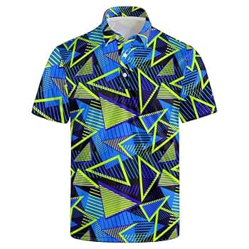 Amazon.com: Men's Classic Golf Shirt 80s Geometric Short