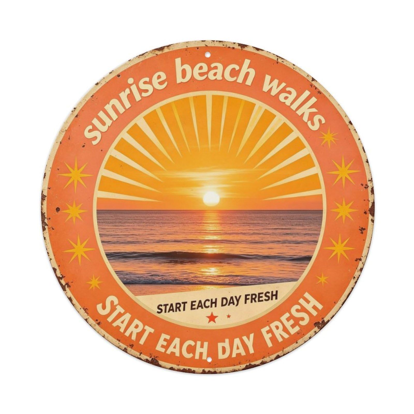 Sunrise Beach Walks Metal Tin Sign Plaque