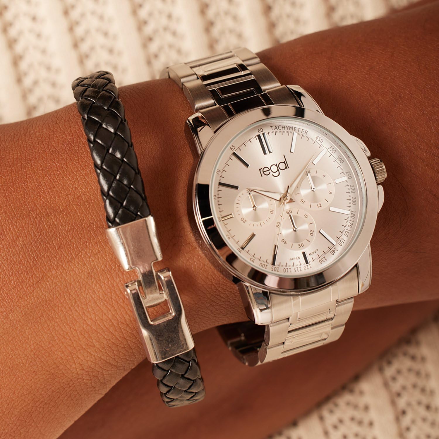 Regal - Edestahl Armbanduhr mit Muttertagsgeschenkset - Silber - für Herren