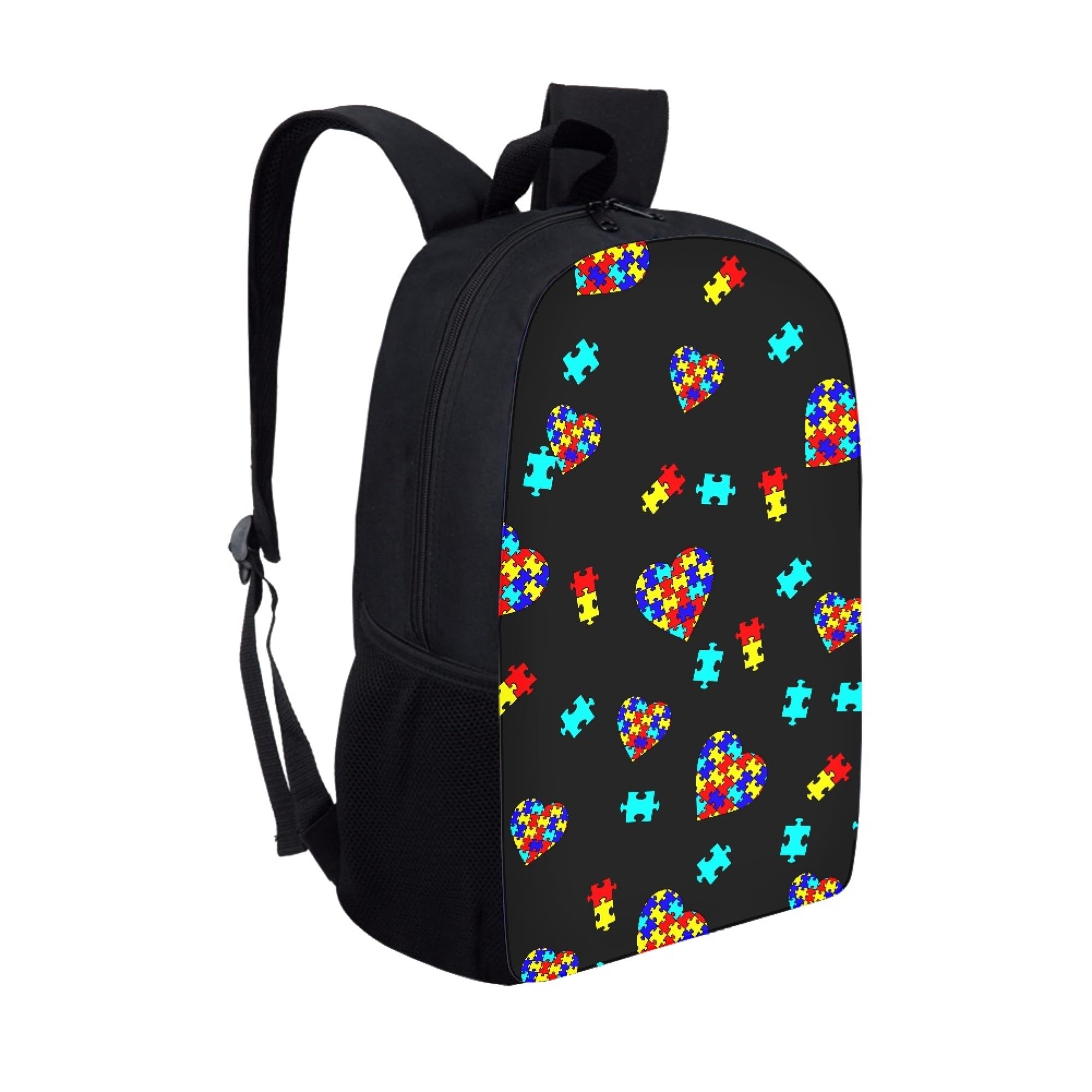 Nakgn Kids Backpack Print School Bookbag Travel bag for Elementary Students Teens Girls Boys (Autism Awareness Puzzle Pieces Heart)