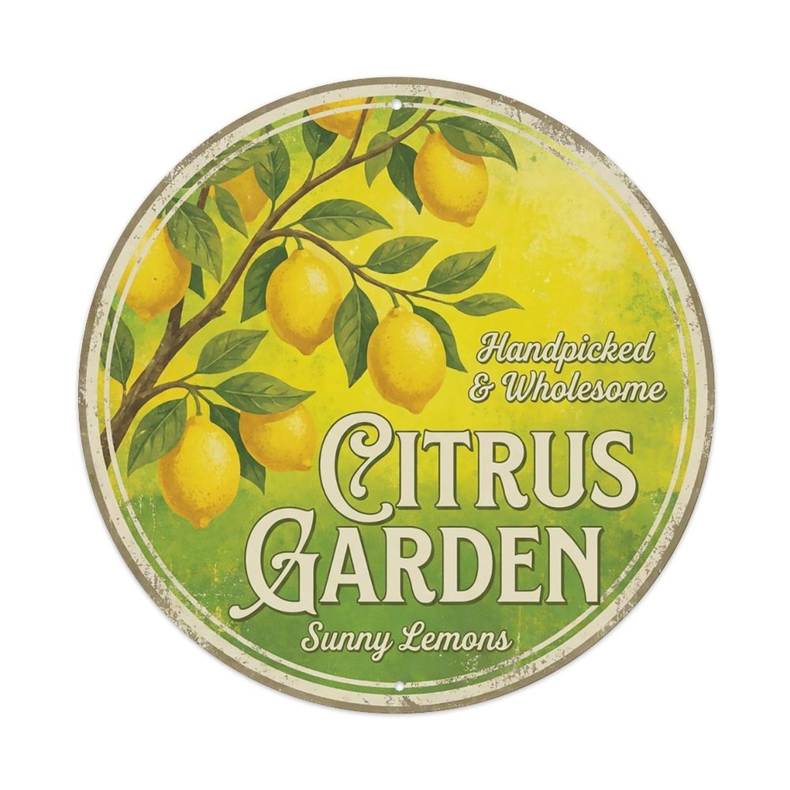 Cxhjca 8X8inch(20X20cm) Vintage Cottagecore Garden Lemon Tree Citrus Metal Tin Sign
