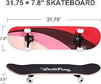 Vista 2 de WhiteFang Patinetas para principiantes, patineta completa de 31 x 7.88 pulgadas, 7 capas de arce canadiense con doble kick cóncavo estándar