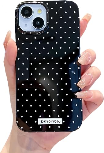 YUANLI Compatible with iPhone 14 Case, Polka Dot Phone Case Black