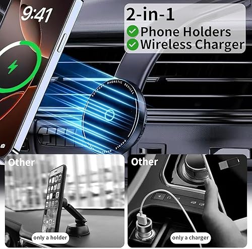 Miniatura 6 de Cargador de montaje para automóvil MagSafe Cargador de coche inalámbrico Soporte magnético para teléfono de automóvil, cargador inalámbrico para