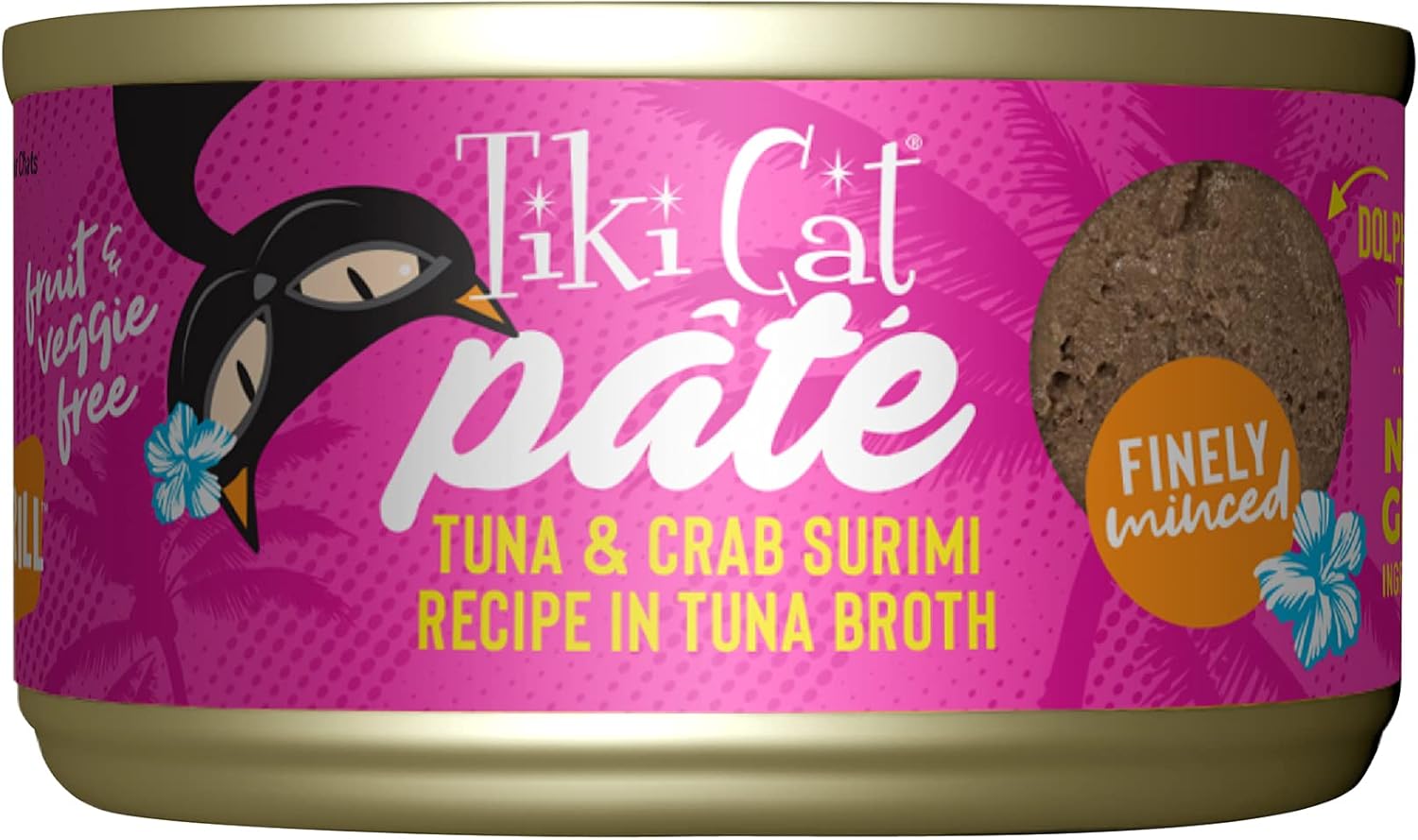 Tiki Cat Grill Pate, Tuna & Crab Surimi, High-Protein and 100% Non-GMO Ingredients, Wet Finely Minced Cat Food for All Life Stages, 2.8 oz. Cans (Pack of 12)