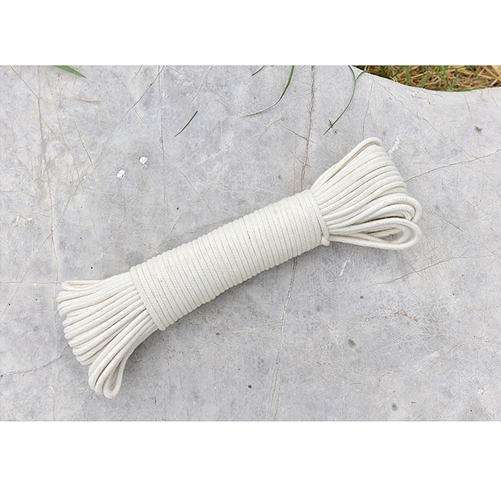 Baumwollschnurknäuel, elastische Kordel, Fadenperlenschnur, Makramee-Seil Beige 100 m, Makramee-Kordel mit Baumwollkern, gedrehtes dickes Baumwollseil, Mehrzweck-Terrassenseil for Makramee-Kunst, Fahn