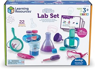 Learning Resources Science in Preschool - Lab Kit for Kids (Pink), Experiment Box for Children, with 10 Experiments, Mint Toy for Preschool Kids, Measuring Cup, 3+
