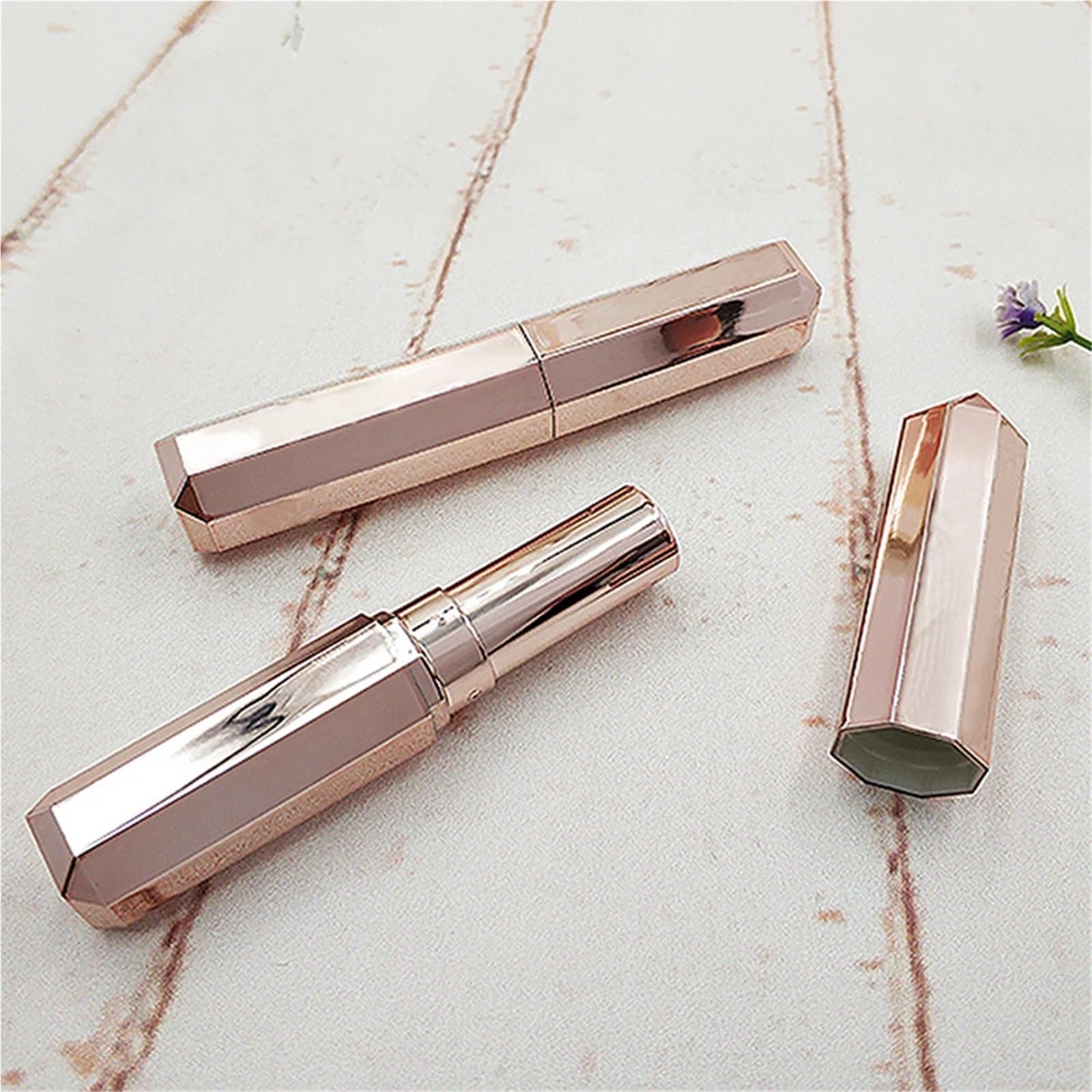 Tubi vuoti per rossetto, 10 pezzi, ottagonali, diamantati, vuoti, materiale da imballaggio, per rossetto fai da te (oro rosa brillante, 10 pezzi)