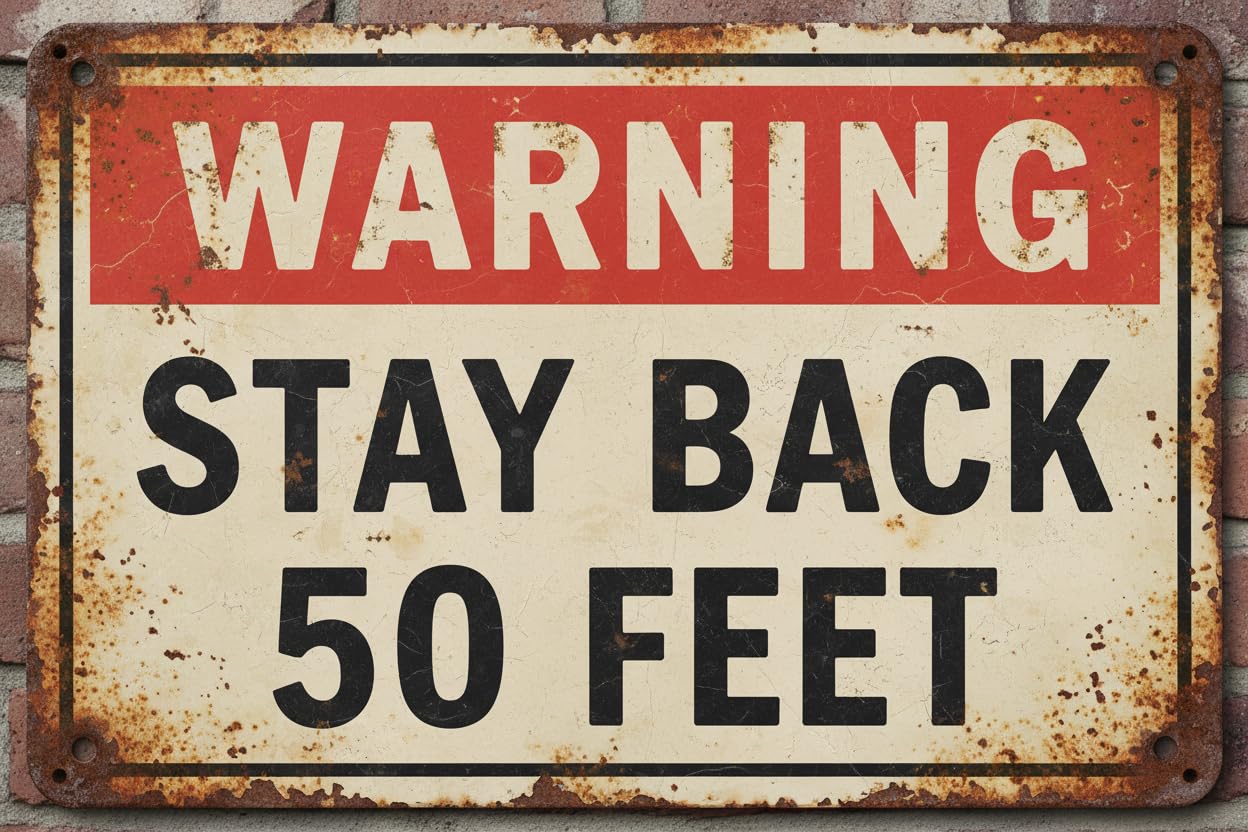 Wall Decor Warning Stay Back 50 Feet Sign. 8x12Inch Metal Vintage Signs Aluminum Plates Printed
