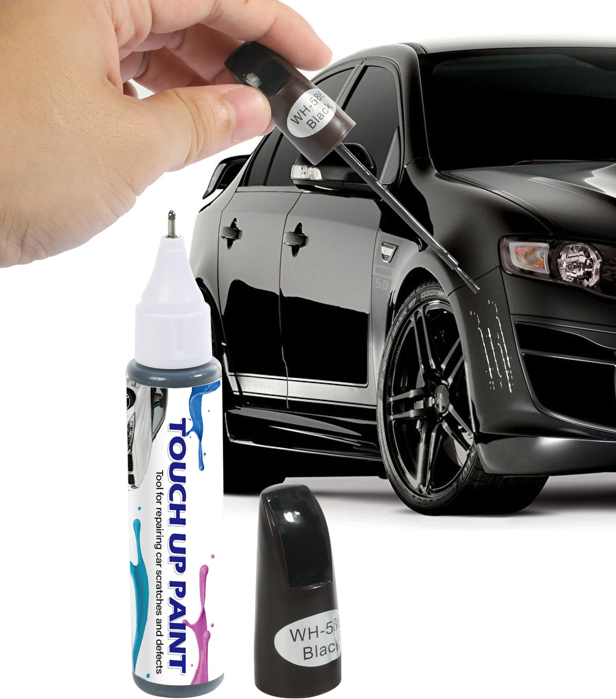 YAKEFLY Car Touch Up Fill Paint Pen,2-In-1 Automotive Touch up Paint,Easy & Quick Auto Car Paint Scratch Repair,Special-purpose Repair Paint Pen Car Touch Up Paint for Scratch Repair Cars (Black)