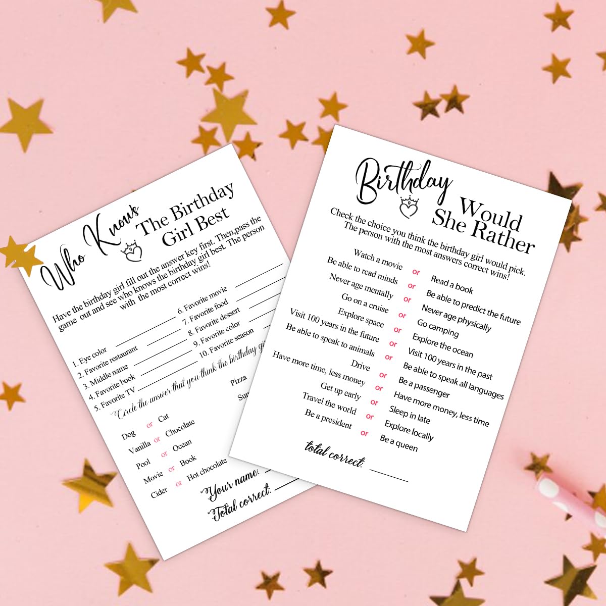 Would She Rather Birthday Party Game Card Set - 30PCS Cards For Girls Birthday Activities & Decor - View #7