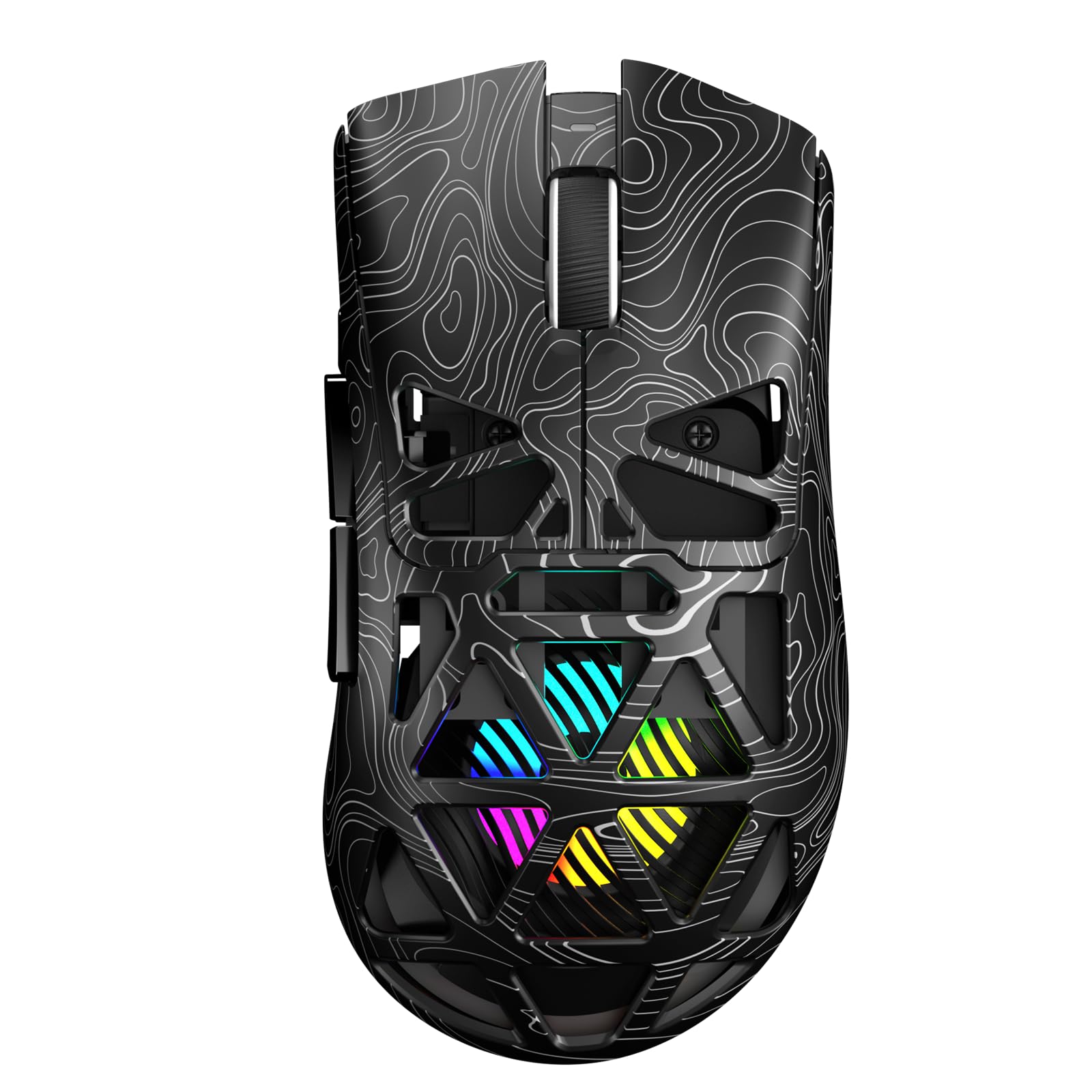AULA SC620 Kabellose Gaming Maus,BT5.0/2.4G/USB-C,mit PixArt PAW3311-Sensor,12000DPI,8KHz,Feuertaste,7 Programmierbare Tasten,67g Leichtgewicht,400-mAh-Akku,RGB Gamer Maus für PC/Mac (Schwarz-L)