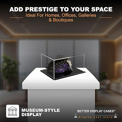Vista 315 de Better Display Cases Versátil vitrina de acrílico transparente - Caja rectangular grande con base blanca 18" x 12" x 3" (BK09)