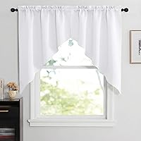 Vista 37 de NICETOWN Cortinas elegantes con caída de cascada para dormitorio, cortinas con jareta para barra estilo granja para sala de estar, cortinas rústicas