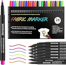 24 Fabric and Fabric Markers - Washable Fabric Markers - Non-Toxic Colours, Permanent and Permanent Fine Tip, Ideal for Fabric Bags, T-Shirts, Children and Adults