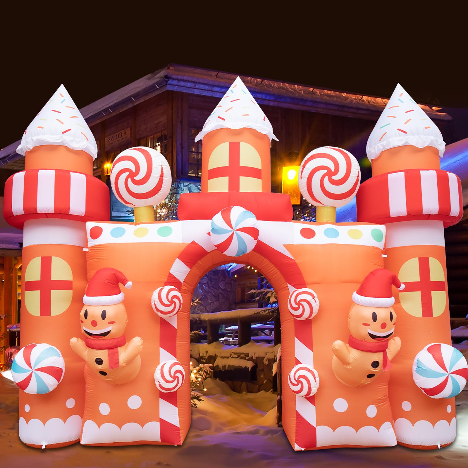 Giant Christmas Gingerbread Man Inflatable Archway - 14FT Long & 13FT Tall Outdoor Decorations for Garden Lawn