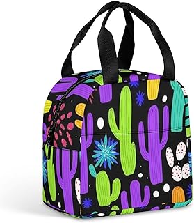 Women's Large Capacity Lunch Bag Heat Preservation Portable Meal Bag Trippy Cactus