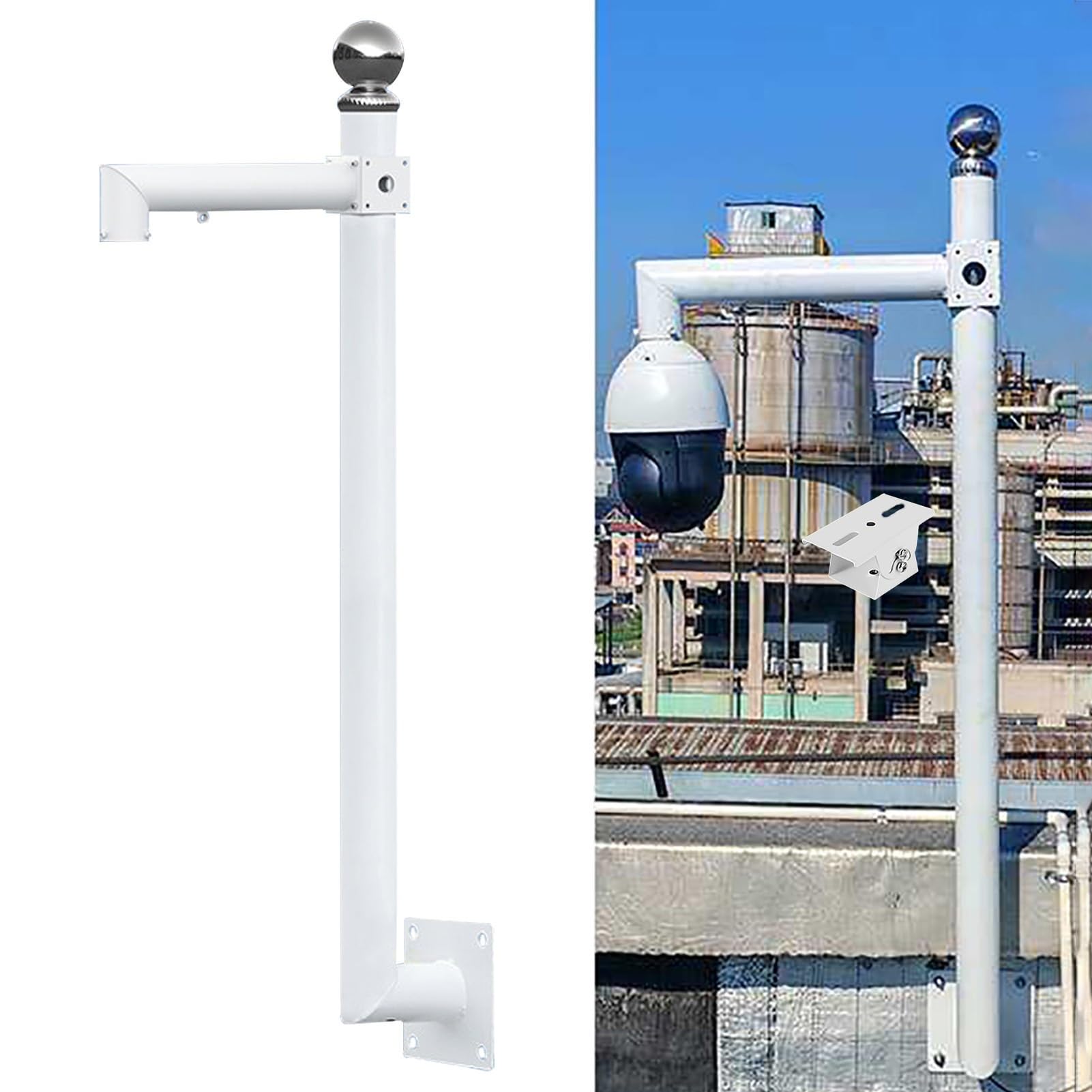 Support universel en métal pour caméra de sécurité, support mural pour caméras dôme et pistolet, poteau de vue large pour grange d'abri de jardin, 1 m