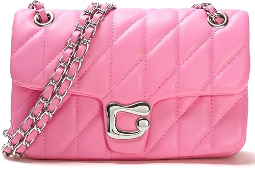 Miniatura 17 de Bolso cruzado acolchado para mujer a la moda, bolso de hombro para mujer, bolso de mano de cuero de diseñador de noche con correa de cadena