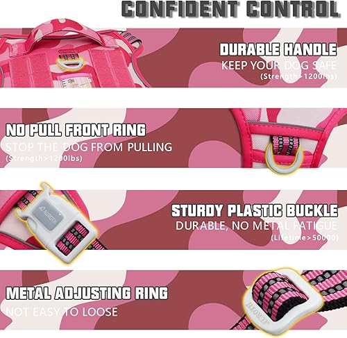 Miniatura 5 de Auroth Arnés táctico para perros con correa resistente para perros de razas grandes, chaleco reflectante de entrenamiento para perros sin tirones