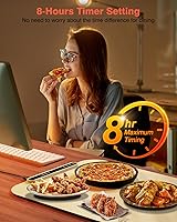 Vista 2 de Tapete Calentador de Alimentos, iTRUSOU 27.5x16'' Bandeja Calentadora Eléctrica con 7 Configuraciones de Temperatura, Temporizador Flexible