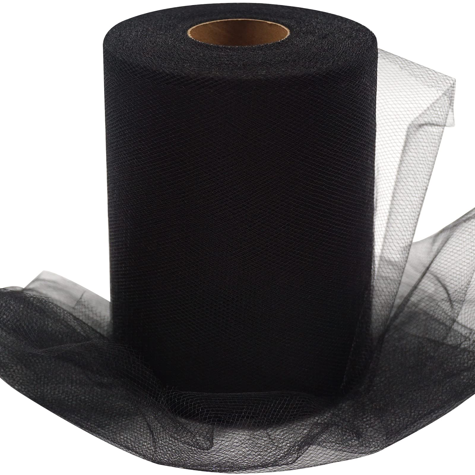 Black Tulle Fabric Roll 6 Inch by 100 Yards (300 feet) Sheer Netting Spool for Gift Wrapping Halloween Party Decorations Tutu Skirt Wreath Wedding DIY Crafts