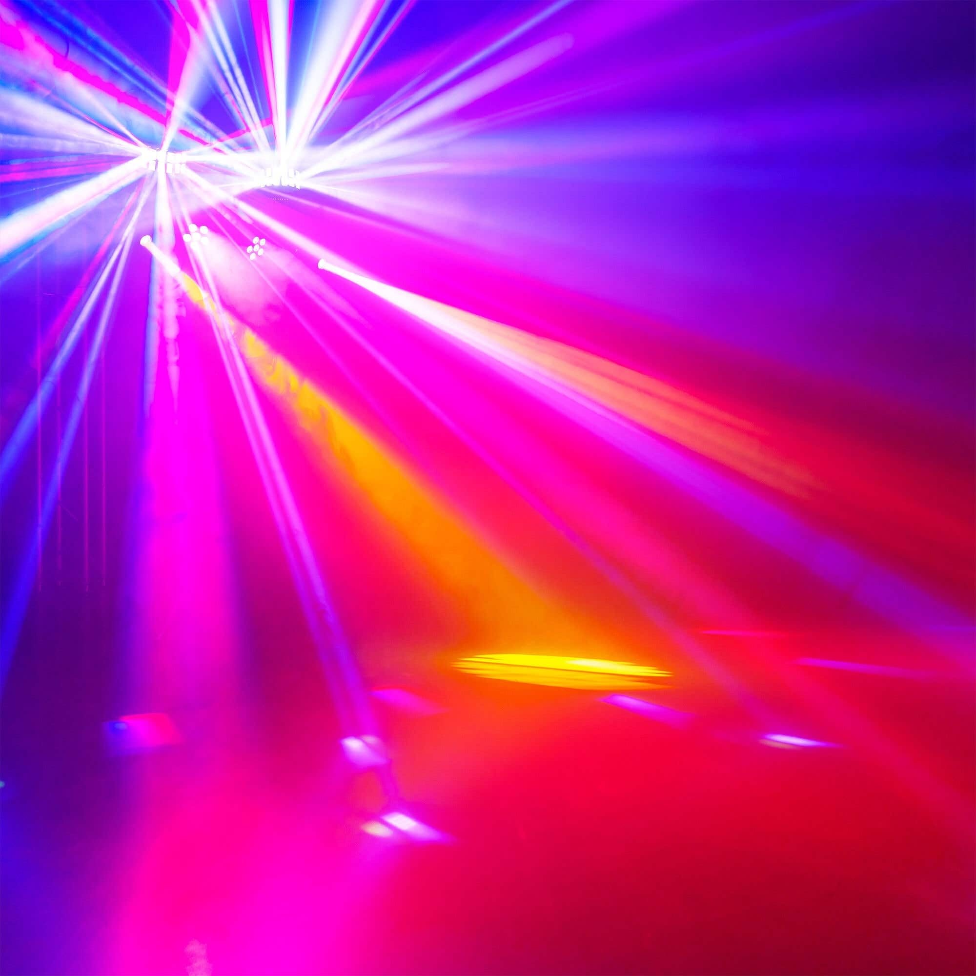 BeamZ ShowBar GO Glow - LED Partybar - 2x Mini Moving Head, 2x Derbys, 2x PAR & Wash Stroboskop - 45 Watt DMX Discolicht Partylicht Anlage, Disco Light DJ Equipment, Musikgesteuert, Fernbedienung