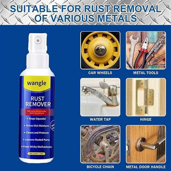 Wangle Rust Remover, Anti-Rusts Lubricant Spray & Rusts Removers, 2026 Upgrade Rust Remover For Metal, Fast-Acting Formula & Easy Application, For Use On Automotive Parts, Chains, Tools (1 PCS) - 4