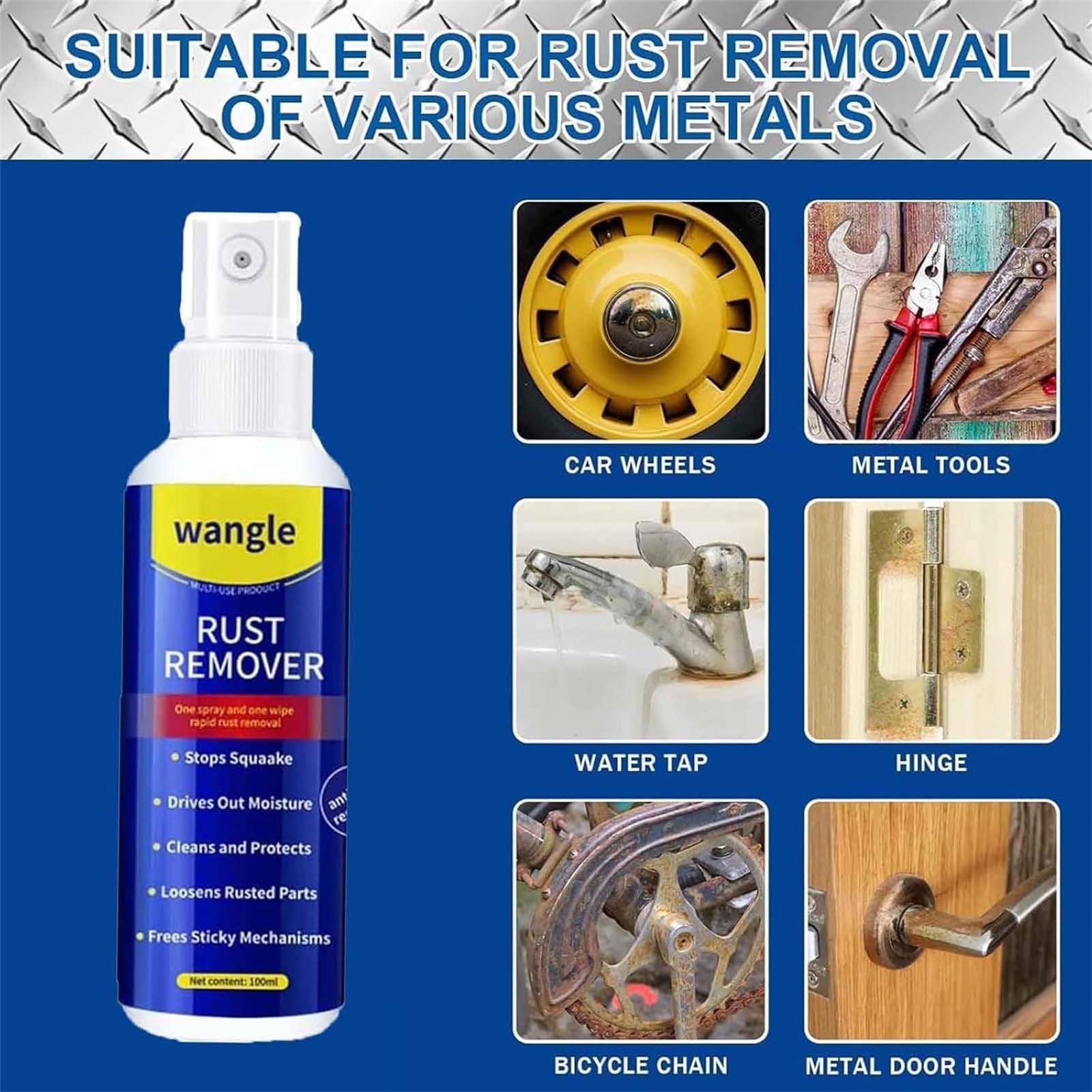 Wangle Rust Remover, Anti-Rusts Lubricant Spray & Rusts Removers, 2026 Upgrade Rust Remover For Metal, Fast-Acting Formula & Easy Application, For Use On Automotive Parts, Chains, Tools (1 PCS) — view 4
