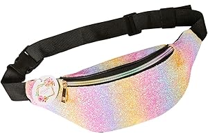 Fanny Pack for Kids, Glitter Waist Bag for Girls, Shiny Bags with...