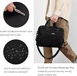 Laptop Bag 14 Inch Briefcase for Men Women Waterproof Nylon Lightweight Compact, Shoulder Messenger Handbag for Business Office Work Travel College Black