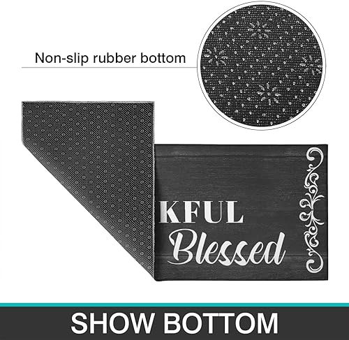 Miniatura 70 de Juego de 2 tapetes de cocina Thankful para cocinar, antideslizantes, impermeables, de pie para cocina, de 17 x 30 + 17 x 47 pulgadas, beige