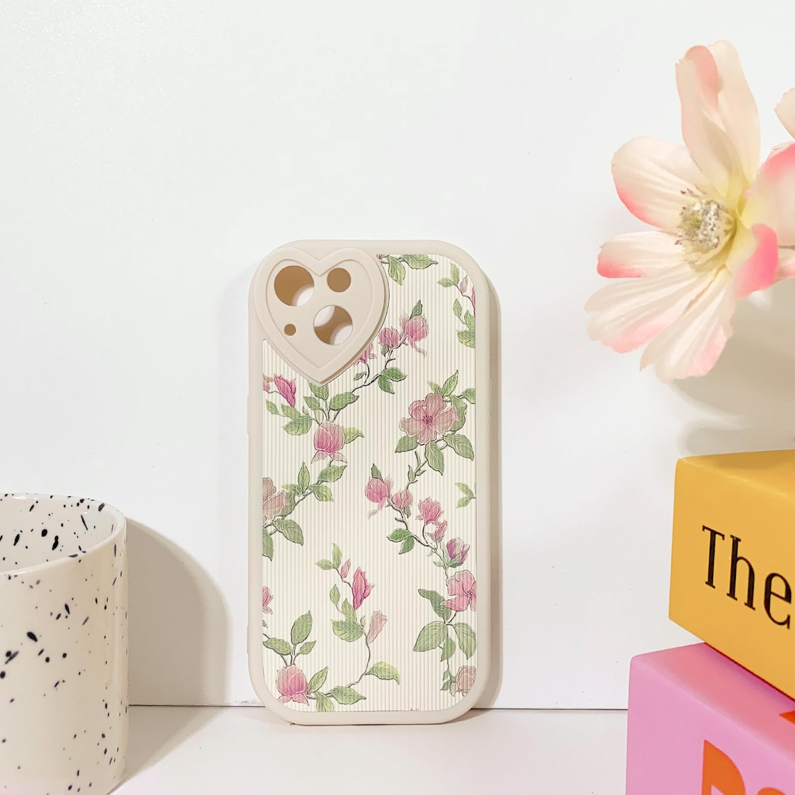 NITITOP Compatible For IPhone 14 Pro Case Cute Oil Flower Floral With Love Lens Bumper Protector For Girls Women Soft TPU Shockproof Protective Girly - Oil Pink Flower