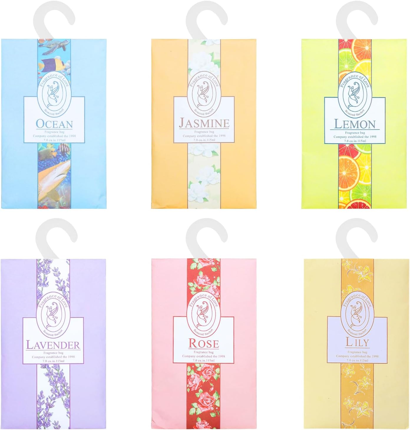 Rumyve 6 Sachets with Hanging Bags Aromatherapy Scented Pouches for