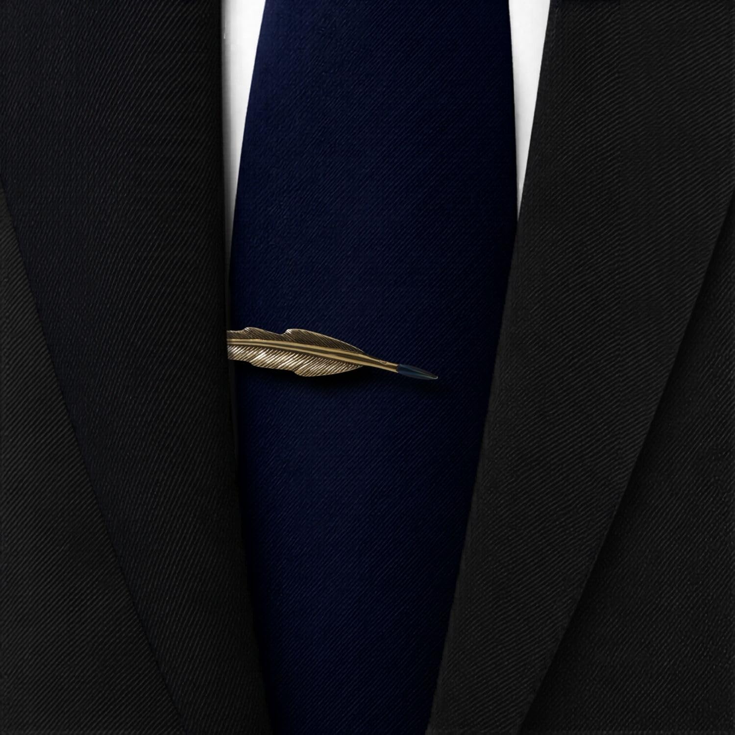 Krawattennadel mit Federkiel, Silber, Gold