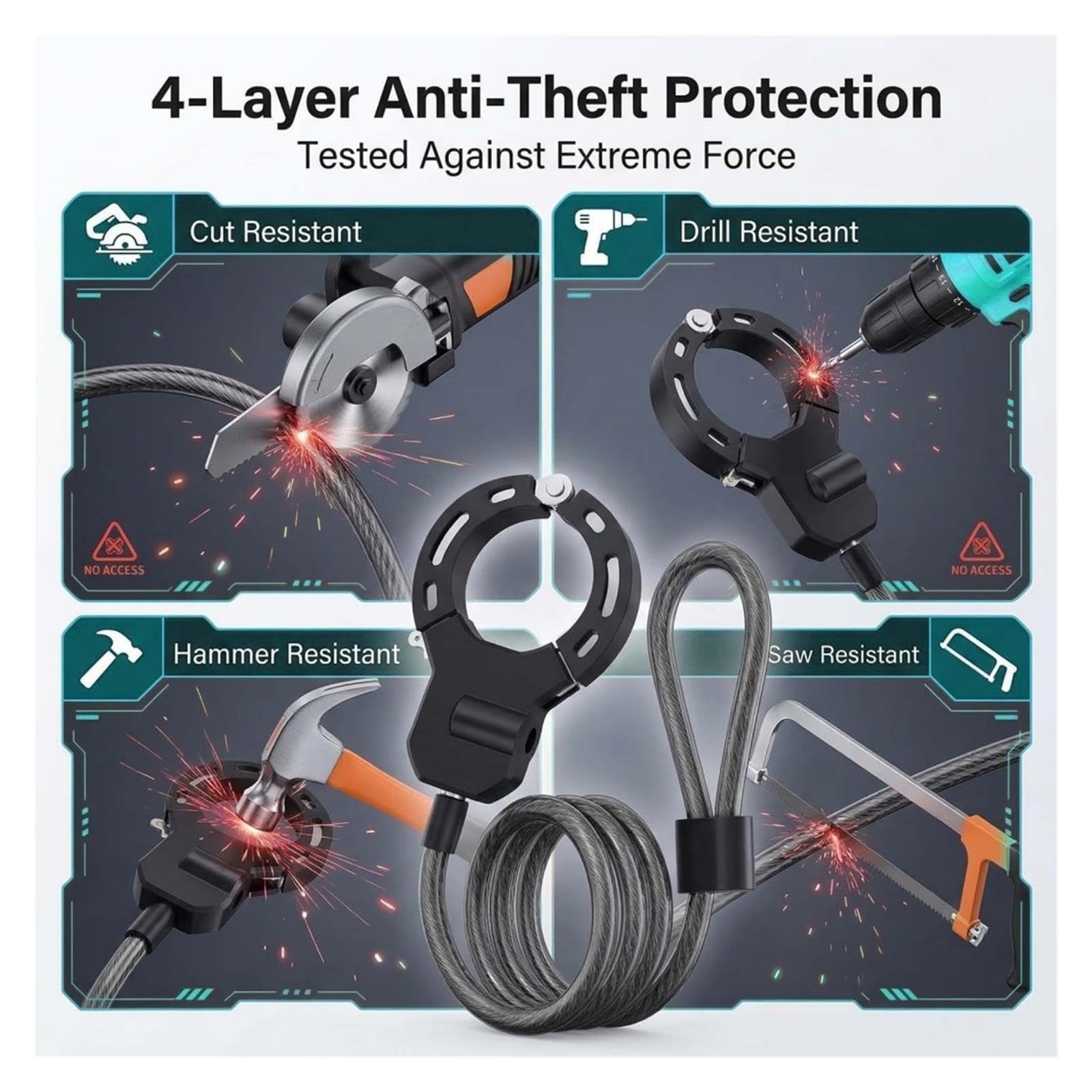 1 câble anti-coupure en acier.