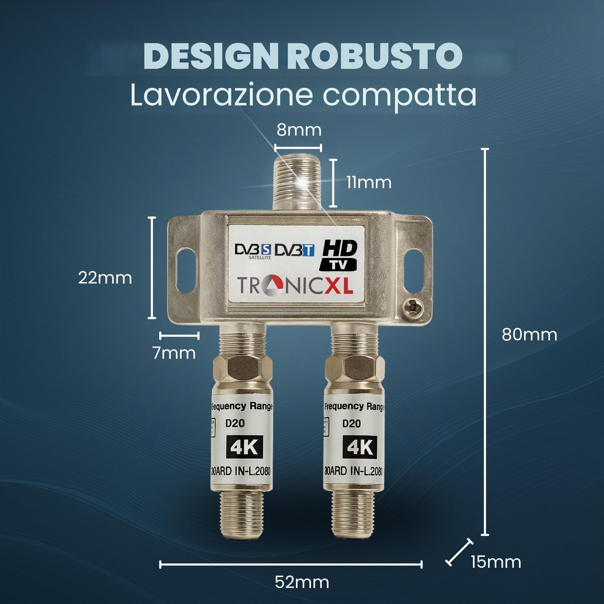 TronicXL Splitter satellitare a 2 vie 40 dB amplificatore I distributore antenna morbido DVB-S2 DVB-T2 morbido con amplificatore antenna per amplificatore di segnale 3D 4K HDTV per una buona ricezione