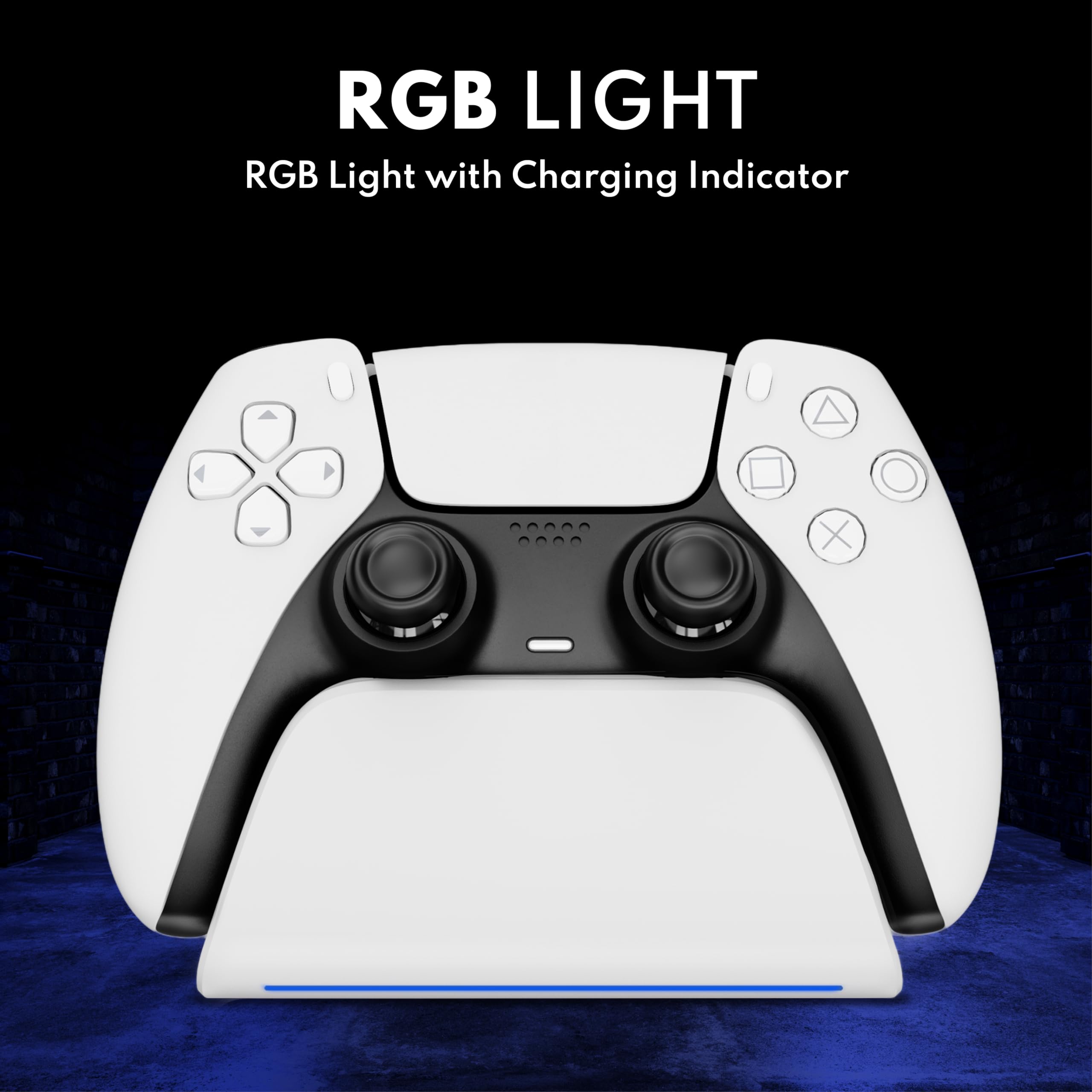 ładowarka kontrolera PS5 z RGB wskaźnikiem - dokładnie dopasowany design - uchwyt ścienny dla Dualsense i Dualsense Edge