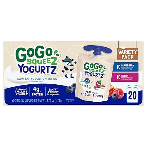 Miniatura 3 de GoGo squeeZ YogurtZ - Paquete variado de arándanos y bayas, 3 onzas (paquete de 20), aperitivos para niños hechos de yogur real y fruta, no necesita