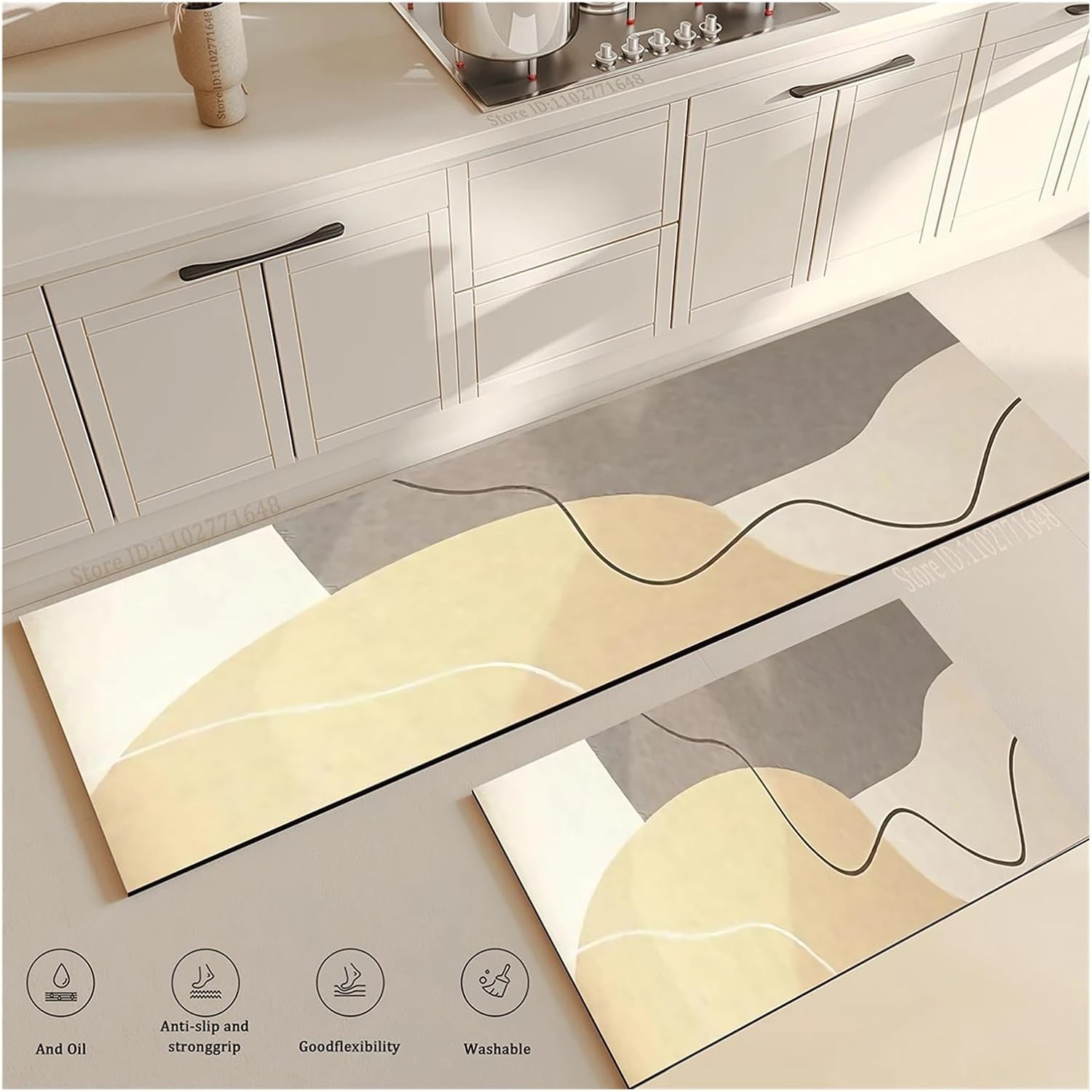 Soft Kitchen Anti Fatigue Floor Mat Non-Slip Absorbent Washable Carpet Long Large Bathroom Entrance Rug