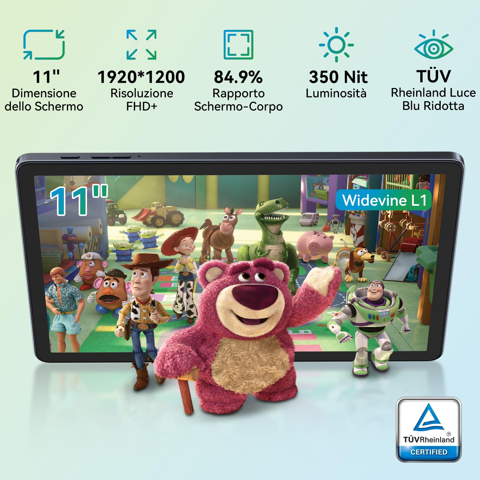 W90 Tablet in Offerta con SIM, 24 GB+256 GB (4 TB TF), Octa-core | Tablet 11 Pollici per Gaming, 1920*1200 FHD+, 8000 mAh, 16 MP+8 MP, Gemini AI, Widevine L1, Face ID (4 Anni di Garanzia)