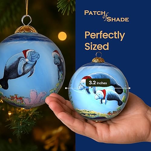 Miniatura 6 de Adorno coleccionable de manatí pintado a mano desde el interior del cristal con caja de regalo