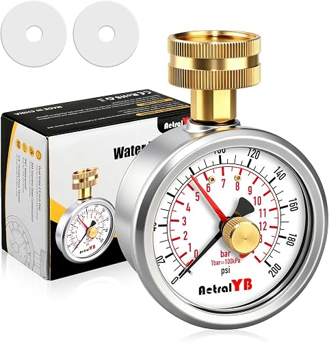 2.5" Dial 200PSI Water Pressure Gauge | Stainless Steel Case,IP67 Waterproof, Lead-Free,Lazy Hand,3/4" Female Garden Hose Thread,for Home,RV,Potable Water,Irrigation