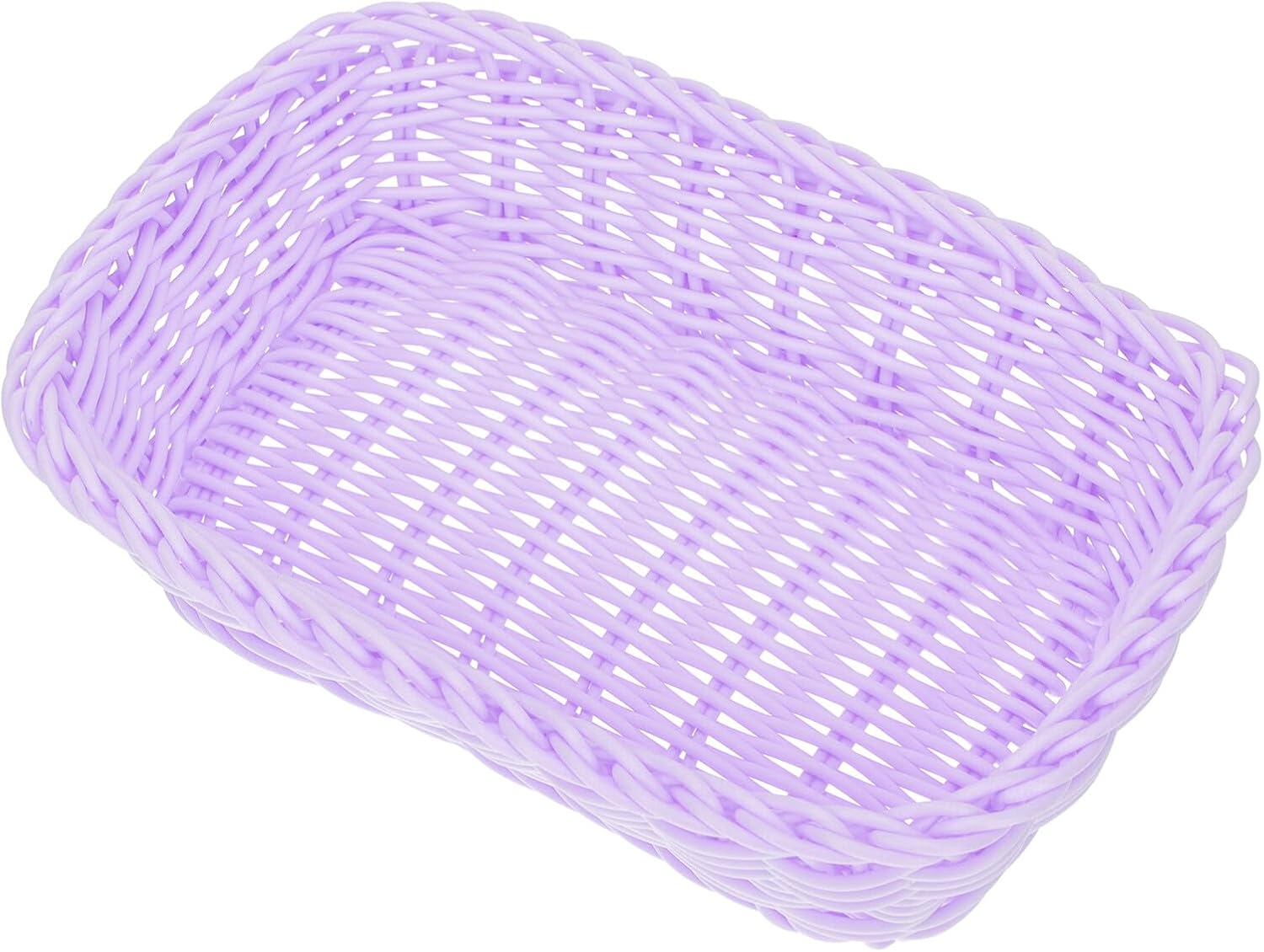 Lurrose Purple Wicker Woven Storage Basket for Remote Controllers Books