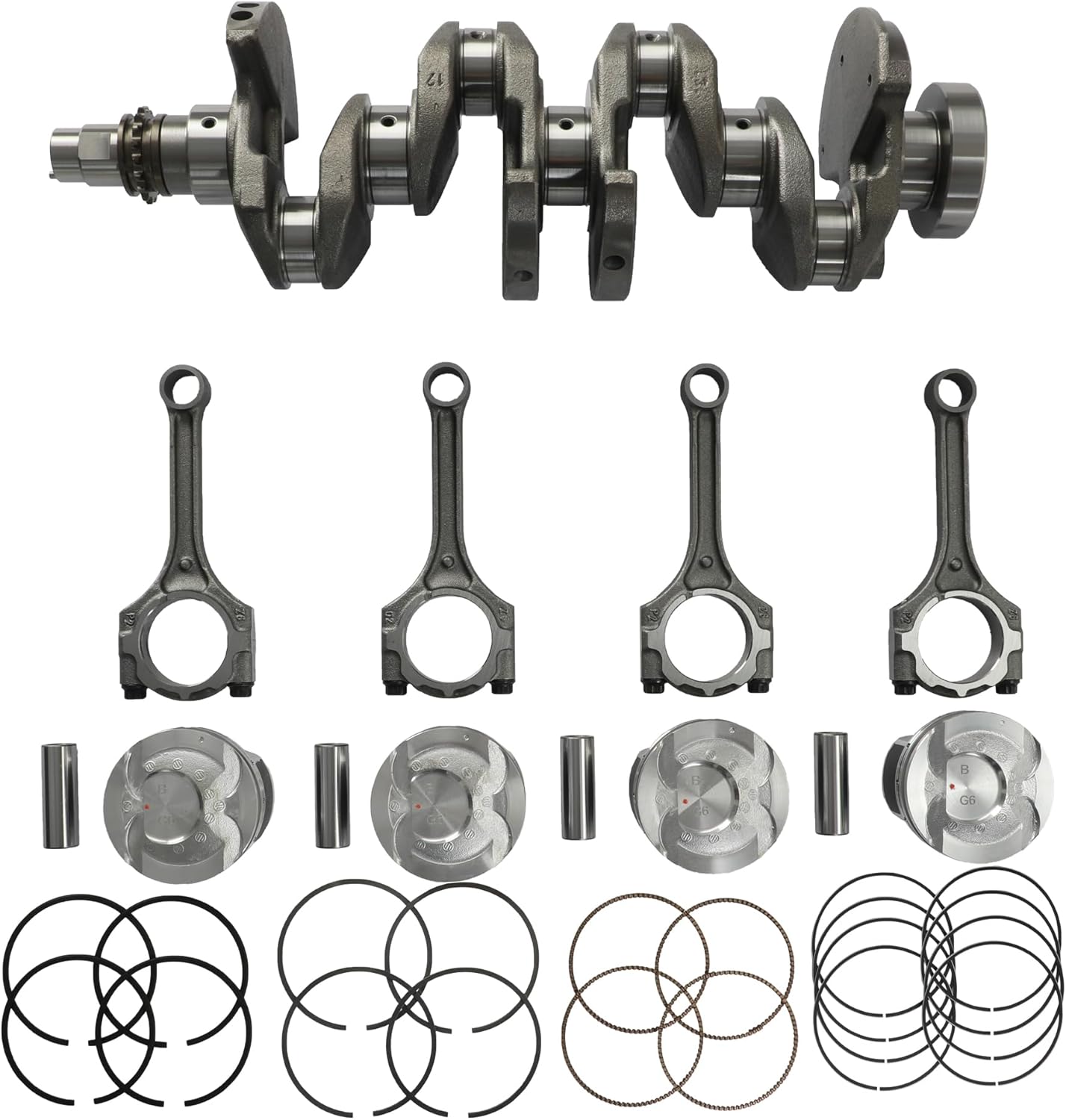 Crankshaft &Connecting Rod Piston Kit Fit for Hyundai Kia Rio Accent Soul 2012-2017 1.6L G4FD 23041-2B620,23410-2B600,23041-2B610, 231102B610