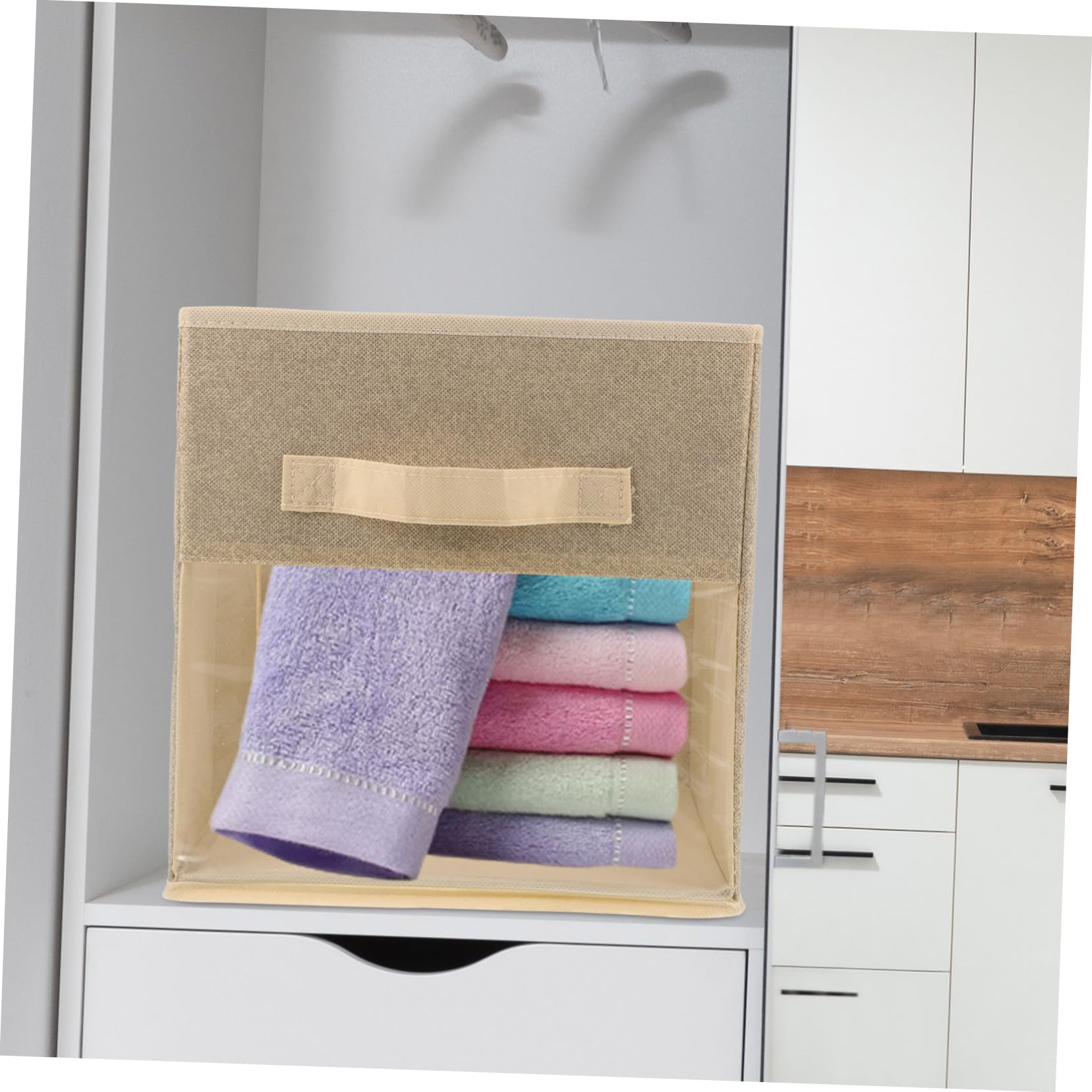 Hohopeti 2 Stück Faltbare Würfel Aufbewahrungsbox mit Sichtfenster | Vliesstoff, Große Kapazität, für Zuhause und Schrank, zur Ordnung von Spielzeug und Büchern