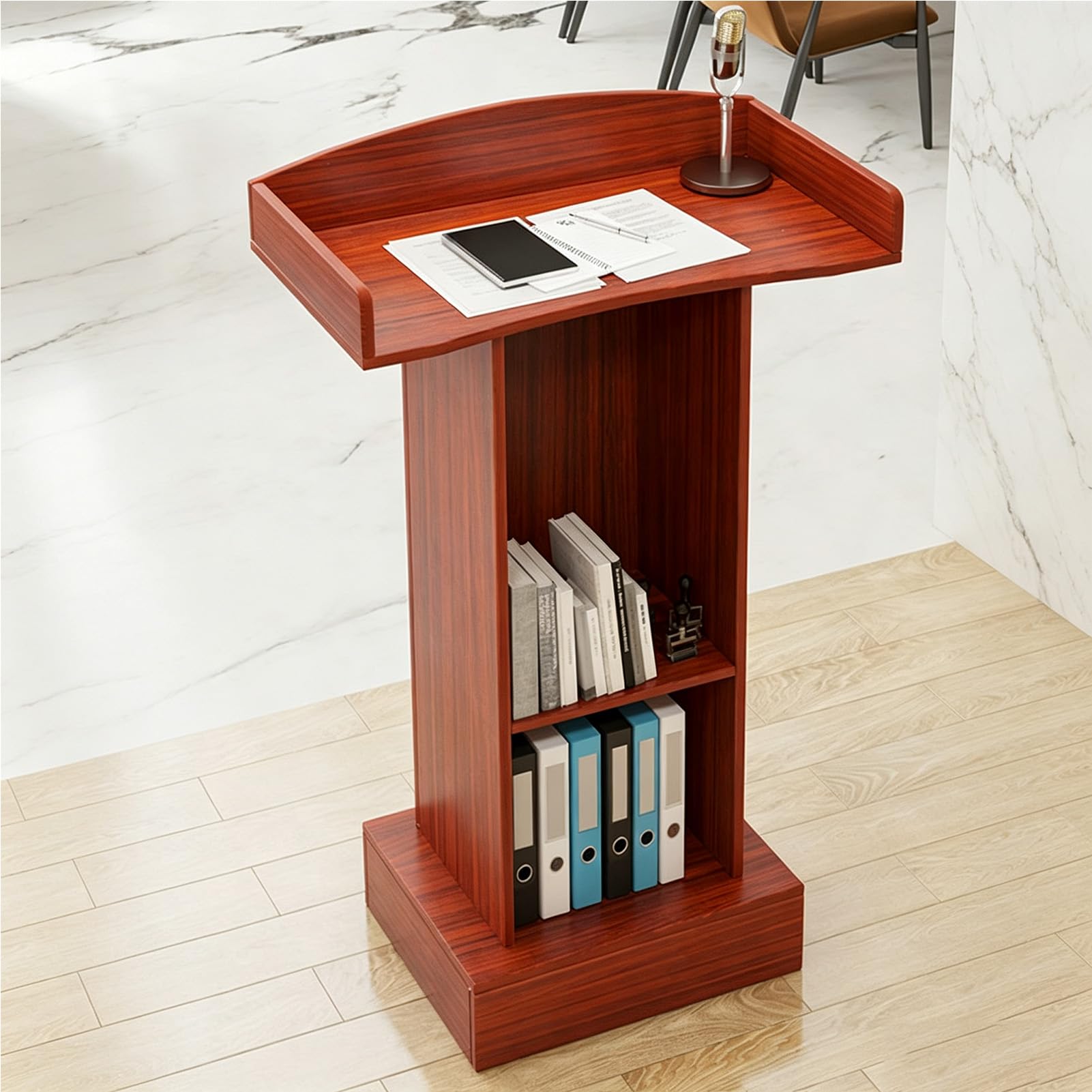 Drewniany pulpit na stojaku, podest kaznodziejski,Red